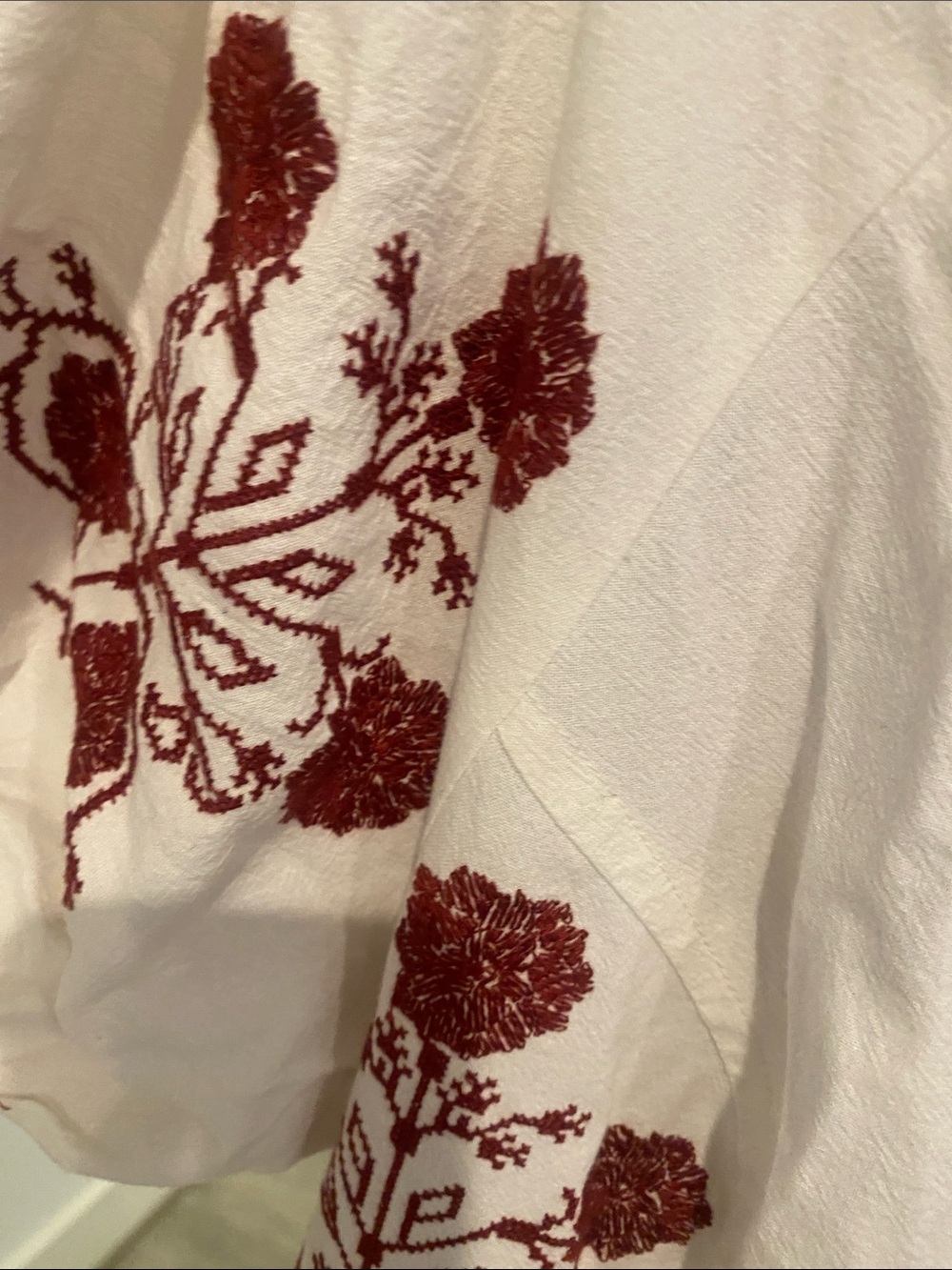 Free People Cream Maxi Dress with Burgundy Floral Embroidery - Picture 4 of 6